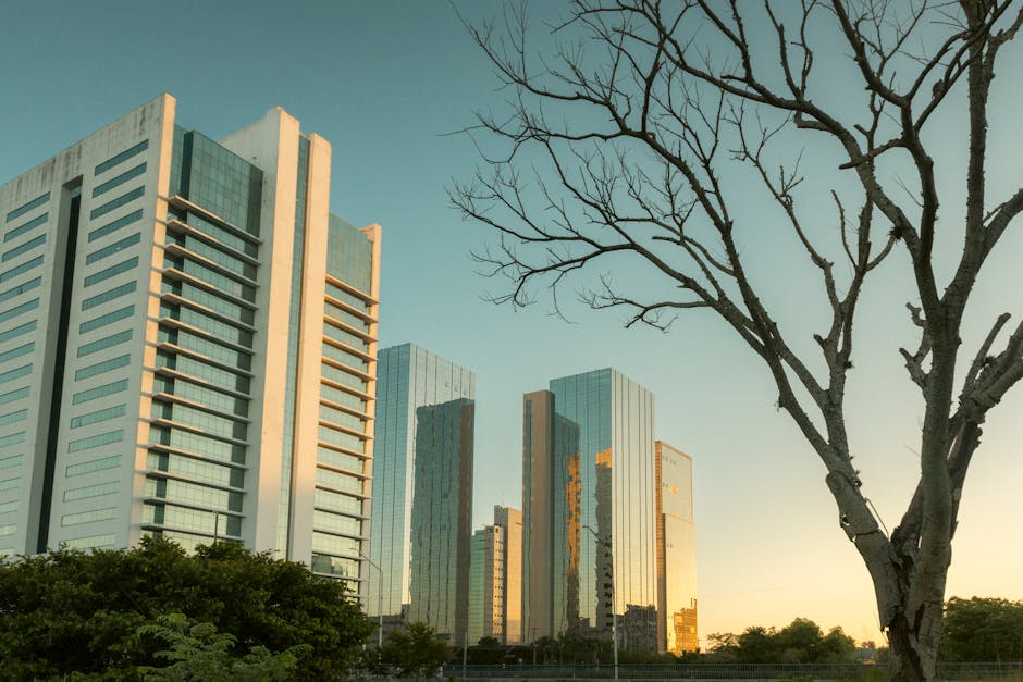 Pessoa pesquisando no Google em um notebook com o skyline de Porto Alegre ao fundo, focando na tela do notebook com um gráfico de crescimento